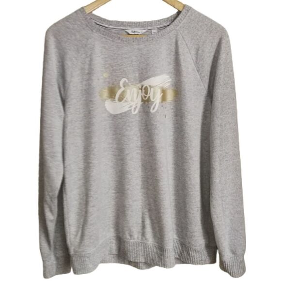 Grey & Gold ENJOY Soft Cosy Casual Long Sleeves Sweatshirt Size Medium - Picture 1 of 12